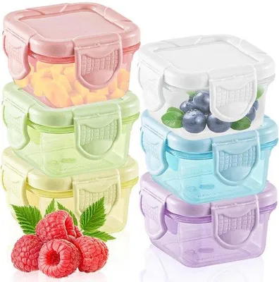 Immagine prodotto di Piccoli barattoli da 60 ml con coperchio, confezione da 6, adatti al microonde, resistenti al congelatore