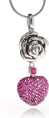 Produktbild von Karisma Damen Silber 925 Anhänger Rose-Herz 15mm- rhodiniert Zirkonia Steine Mit Silber Kette 925- pink