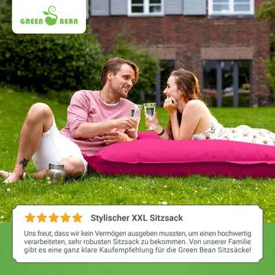 Produktbild von Green Bean® Indoor Sitzsack "Square" 140x180cm mit 380 Liter EPS Perlen Füllung - für Kinder & Erwachsene - Pink