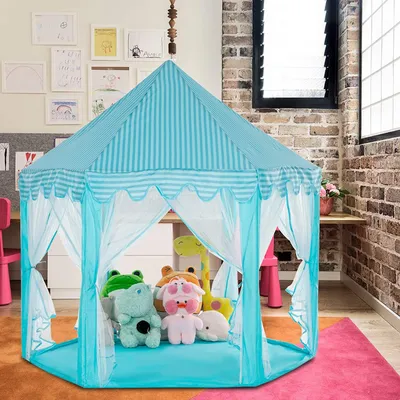 Produktbild von Topchances Spielzelt Für Kinder, Kinderspielzelt Mädchen Kinder Zelt, Princess Castle Spielzelt Für Kinder, Prinzessin Zelt Innen & Draussen - Weihnachten, Geschenk Für Kinder，Blau