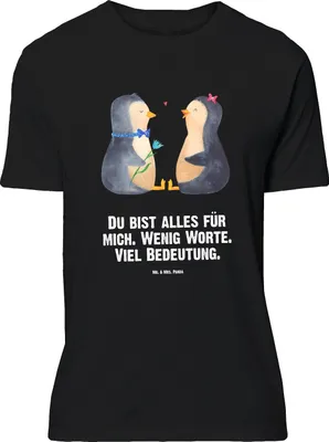 Produktbild von Mr. & Mrs. Panda Größe XL T-Shirt Pinguin Pärchen - Schwarz - Geschenk, mit Spruch, Hochzeit, Shirt, Tshirt, Liebe, Hochzeitstag, Pinguine