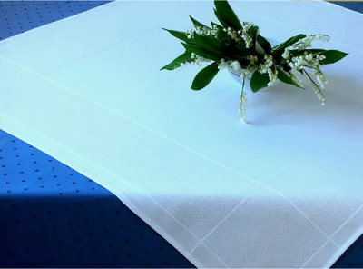 Produktbild von Tischdecke mit eingewebten Aida für Kreuzstich zum Besticken, 90x90cm, 24210, weiß
