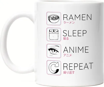 Produktbild von Ramen Sleep Anime Repeat Tasse Japan Manga Otaku Baka Geschenkidee