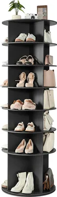 Produktbild von VEVOR Schuhregal Schuhschrank für 28 Paar Schuhe (7-stöckig) 360° drehbar, platzsparende Schuhaufbewahrung, Schuhablage für Schlafzimmer Wohnzimmer Eingangsbereich, Schwarz 598 x 598 x 1805 mm
