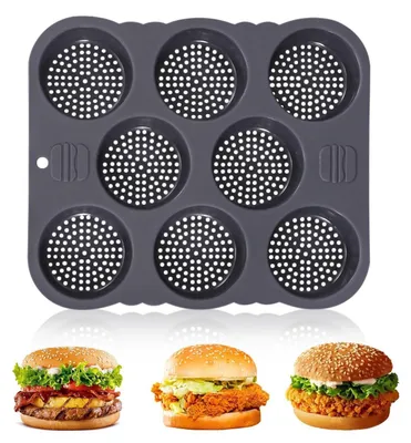 Image de Moule en silicone pour pains à burger, 8 cavités, antiadhésif, résistant à la chaleur