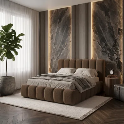 Produktbild von Ankado Polsterbett mit Bettkasten 160x200 cm - Metallrahmen - Bouclé-Stoff Quelle 22 Braun