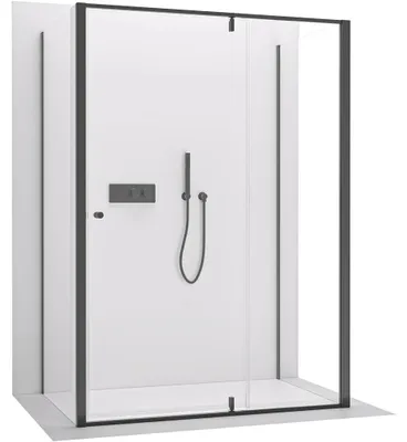 Productafbeelding van Douchecabine Santini U L/P - 6 mm - zwart mat, transparant glas - 120x80x195 cm - draaiduur