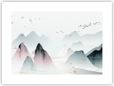 Produktbild von Poster - Poster ohne Rahmen - Berge Vögel Modern - 40x30 cm - Wand Bild - Wanddeko - Wandbilder - Kunstposter - Wandposter - Bilder - Kunstdruck - Wanddekoration - Wandbild - P2XAA40x30-4822