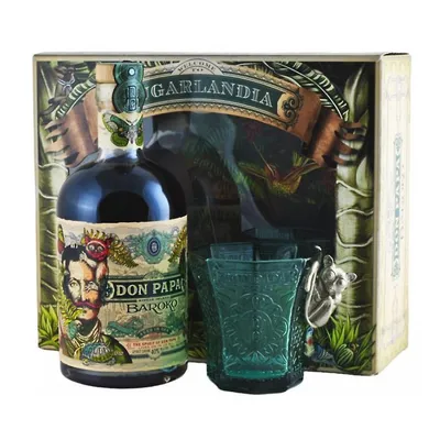 Produktbild von Don Papa Baroko Rum Geschenkset mit Glas 40% Vol. 0,7 Ltr. Flasche