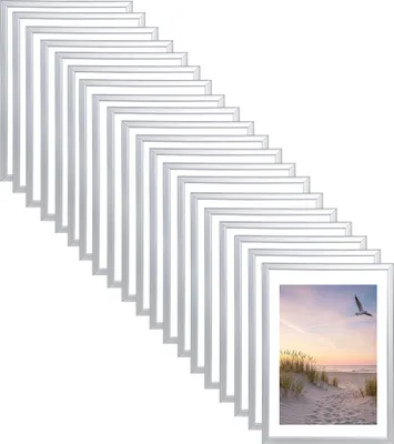 Produktbild von Set Bilderrahmen 21x29,7 DIN A4 Fotorahmen aus Kunststoff Bilder Foto Posterrahmen Collage Wanddeko AC-6 - Farbe: 20er Pack Silber