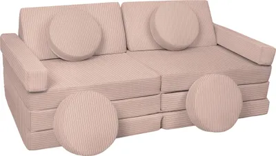 Zdjęcie produktu dla Sofa Modułowa Dla Dziecka, Klocki Piankowe Z Kierownicą (Kolor: Pudrowy Róż (Sztruksowy))