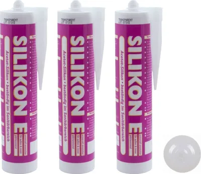 Produktbild von ARLI SET: 3x Silikon 310ml transparent Universal Sanitär Bad Dusche Küche Fuge Fenster innen außen