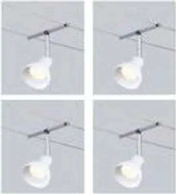 Produktbild von Paulmann Halogen Seilspot 4er Set 35W Chrom Glas weiß satiniert GU5,3 warmweiß