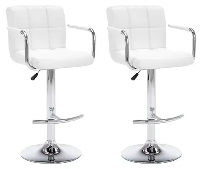 Imagen del producto de vidaXL Taburetes de bar, 2 unidades, color blanco, tapizados en cuero sintético