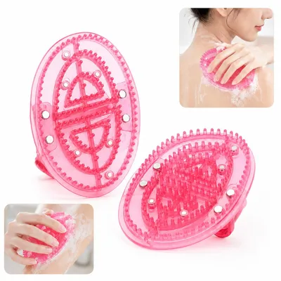 Produktbild von Ganzkörper Massagebürste 2er Set, mit Magnet Noppen, Kunststoff Massagegerät für Rücken, Beine, Bauch, Nacken, Kopf, Wellness & Pflege