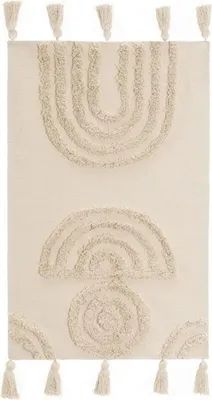 Produktbild von HowHomely | Baumwolleteppich - 170 x 110 cm - Teppich - beige - aus Baumwolle - Boho-Stil