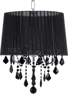 Zdjęcie produktu dla BELIANI Lampa wisząca czarna metalowa 110 cm kryształki okrągły abażur klasyczna