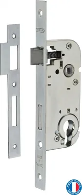 Image de Boitier de serrure encastrable à cylindre pour porte d'entrée, axe 40mm, bouts carrés, cylindre 30x30mm, zingué - THIRARD