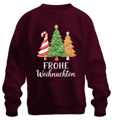 Produktbild von FROHE Weihnachten Weihnachtsbaum Tannenbaum Zuckerstange Sweatshirt Pullover, Burgundy, M