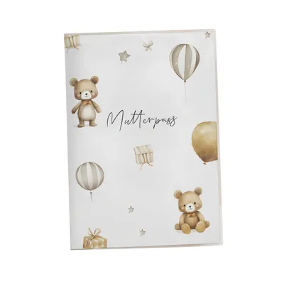 Produktbild von Mutterpasshülle Molly Weiß | Bärenmotiv Schutzhülle mit Design-Einsatz und Zusatzfach | perfekte Geschenkidee zur Schwangerschaft für werdende Mütter