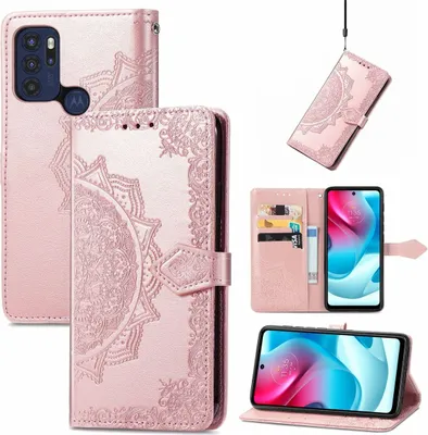 Zdjęcie produktu dla Pokrowiec König Design kompatybilny z telefonem Motorola Moto G60S z syntetycznej skóry - etui na telefon w kolorze różowego złota