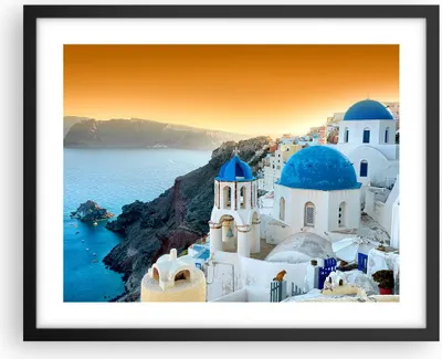 Produktbild von Gerahmtes Poster - Schwarzer Rahmen - Santorini Griechenland Urlaub Insel - 50x40 cm - Wand Bild - Wanddeko - Wandbilder - Wandposter - Bilderrahmen - Bilder - Kunstdruck - Wandbild - P2BAA50x40-2529