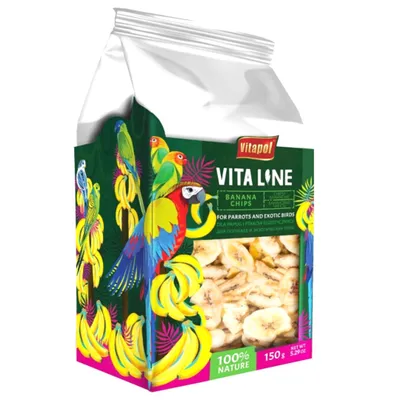 Produktbild von Vitapol VITALINE - Bananenchips für alle Papageien 150g