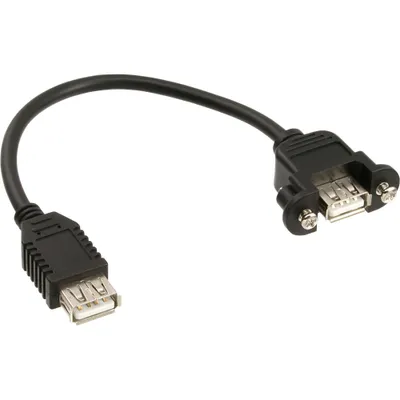 Produktbild von InLine USB 2.0 Adapterkabel, Buchse A auf Einbaubuchse A, 0,2m, 0,2 m, USB A, USB A, USB 2.0, Weiblich/Weiblich, Schwarz