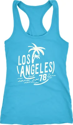 Produktbild von Damen Tank-Top Shirt Los Angeles Beach Surf Aufdruck Racerback Neverless® türkis L