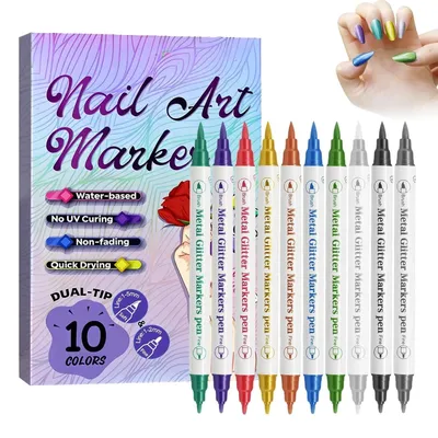 Produktbild von 10 Farben Nagellack Stift Set, 3D Nail Art Marker Diy Linie Nagelkunst Graffiti, Nail Art Pen Nagellackstifte Nageldesign für DIY Nagelkunst