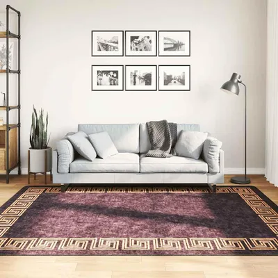 Produktbild von vidaXL Teppich Waschbar Schwarz und Golden 160x230 cm