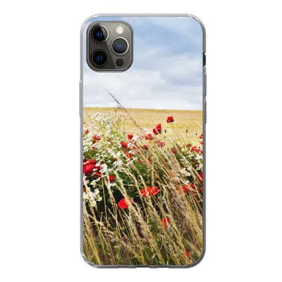 Produktbild von MuchoWow® Handyhülle Schutzhülle Hülle für iPhone 12 Pro Max Wolken - Blumen - Rot Silikon Softcase Handy Hülle - Hartschale