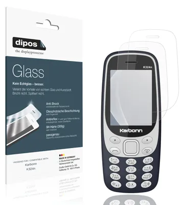 Produktbild von 2x Schutzfolie für Karbonn K324n matt - Anti-Shock 9H Folie dipos Glass Kunststoffglas