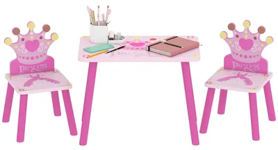 Produktbild von HOMCOM 3-tlg. Kindersitzgruppe mit 1 Kindertisch 2 Stühle Kindermöbel Kiefer