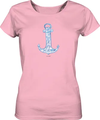 Produktbild von Mr. & Mrs. Panda Oberteil Damen Anker Blau Größe M - Baumwolle Pink - Geschenk, Basic T-Shirt, Sommershirt, Shirt, Lustige Sprüche