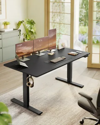 Produktbild von VASAGLE Höhenverstellbarer Schreibtisch, 160 cm, USB-C-Anschluss, Ablage für Steckdosenleiste, Erinnerung bei langem Sitzen, 3 Speichertasten