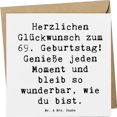 Produktbild von Mr. & Mrs. Panda Grußkarte Spruch 69. Geburtstag Glückwünsche - Weiß - Geschenk, faltkarte, Happy Birthday, Weisheit, anlasskarte, Familie, Klappkarte, Geburtstagskarte