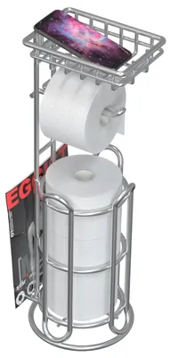 Produktbild von Toilettenpapierhalter freistehend für Megarollen, Chrom, mit Handyhalter und Zeitschriftenhalter, für