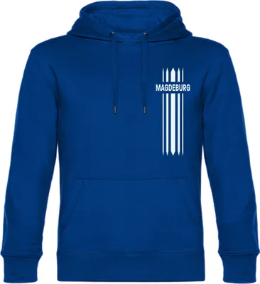 Produktbild von multifanshop Kapuzen Sweatshirt - Magdeburg - Streifen, blau, Größe M