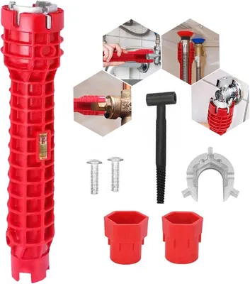 Produktbild von 8-in-1 Wasserhahn Rohrzange, Installationswerkzeug für Spülen und Bad (Rot)