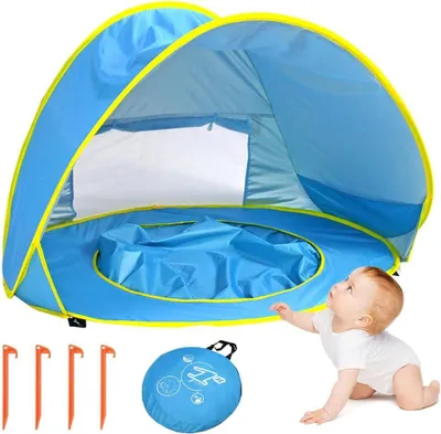 Produktbild von Pop up baby strandzelt mit mini pool, UV schutz, für strand