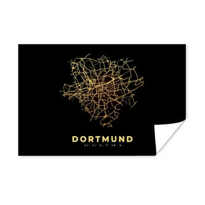 Produktbild von MuchoWow® Poster Karte - Dortmund - Gold - Stadtplan 30x20 cm - Plakate - Print