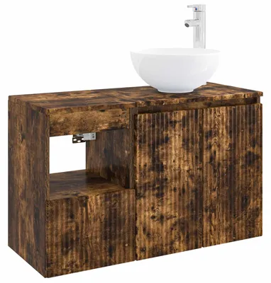Immagine prodotto di vidaXL Set di mobili da bagno, 2 pezzi, legno impiallacciato in rovere affumicato