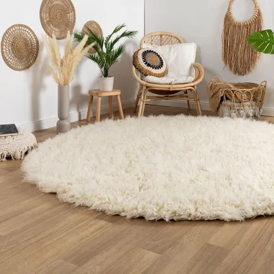 Produktbild von Steffensmeier Flokati 2000 Teppich original griechischer Hirtenteppich Hochflor 100 % Neuseeland Schurwolle, Größe: 145 cm rund