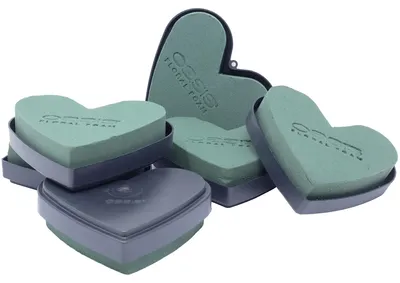 Produktbild von Steckmasse Herzform mit Boden 13cm, Floristikbedarf für Hochzeit und Dekoration, 6er-Set, 6 Stück