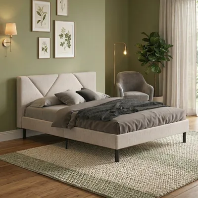 Immagine prodotto di Dmora Letto Alla Francese Ikelos 149x204 cm Beige, Imbottito Dimensione Materasso 140x190 cm