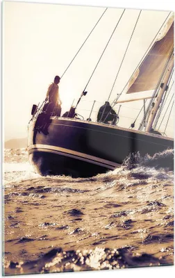 Produktbild von Bilder auf glas - Einteilig - Meer Yacht Welle - 50x70cm - Glasbilder - Wandbilder - Bilder - zum Aufhängen bereit - Wanddekoration aus Glas - Glas Bilder - Wandbild auf Glas - GPA50x70-3719