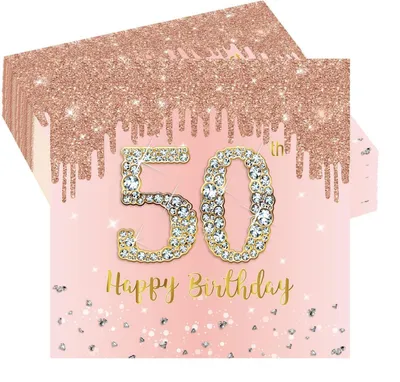Produktbild von Servietten 50. Geburtstag Roségold 20 Stück Party Dekoration Rosa für Frauen