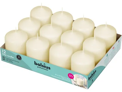 Imagen del producto de Velas Bolsius Ivory Pillar, color marfil, 8 cm (paquete de 12 unidades)