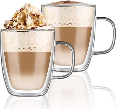 Productafbeelding van Famanu Set dubbelwandige glazen - Koffiekopjes voor espresso, thee, latte, cola, cappuccino